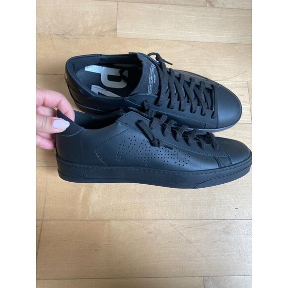 P448 "jack" all black sneakers mens Missized* 41 & 42 leather - Picture 4 of 10